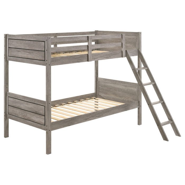 Brenton - Twin Over Twin Bunk Bed With Ladder - Taupe