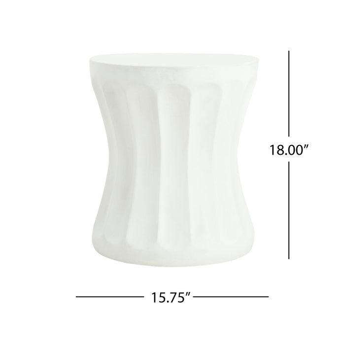 Outdoor Round Concrete Antique White Side Table, Living Room End Table - Antique White