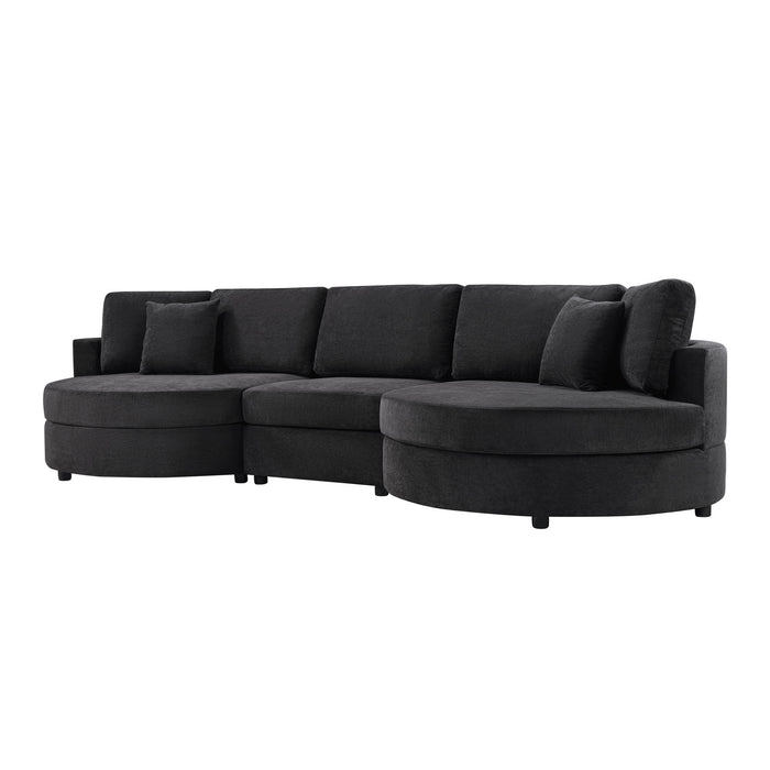 Modern 3 Seater Upholstered Sofa With Curved Design