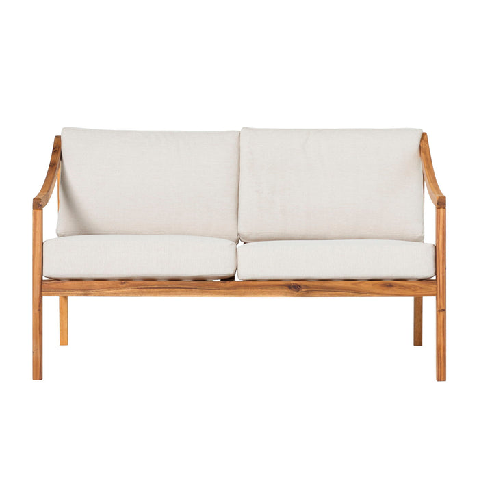Modern Curved Arm Upholstered Outdoor Loveseat