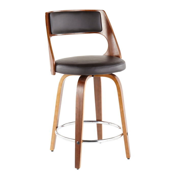 Cecina - Mid-Century Modern Fixed Height Counter Stool With Swivel And Round Footrest (Set of 2)