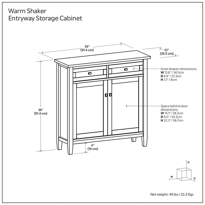 Warm Shaker - Entryway Storage Cabinet - Brown
