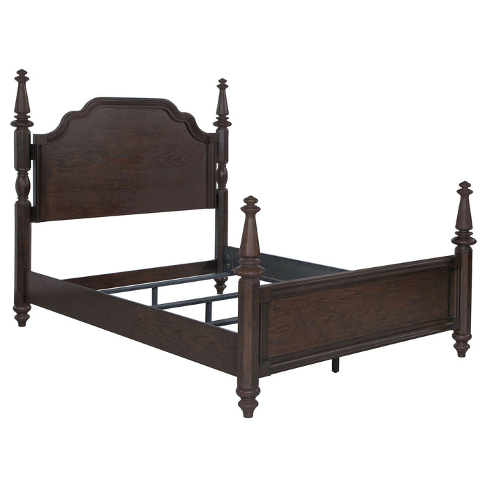 Berwick - 4 Poster Queen Bed With Serpentine Headboard - Dark Oak
