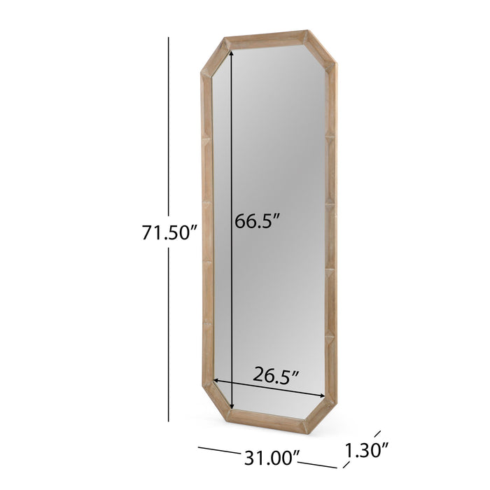 Elegant Wood Block Carved Leaner Mirror - White