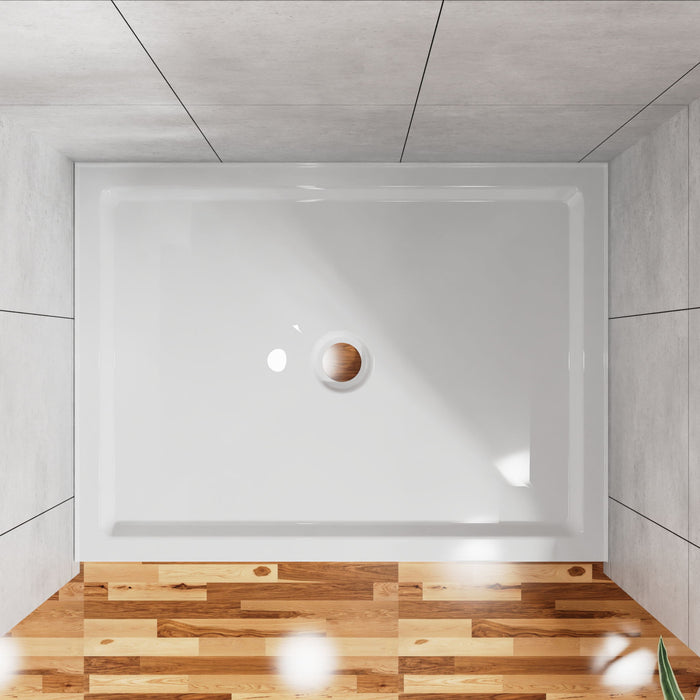 Shower Base Anti Slip Center Drain Single Threshold 32" X 48" - White