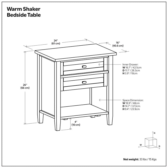 Warm Shaker - Handcrafted Bedside Table