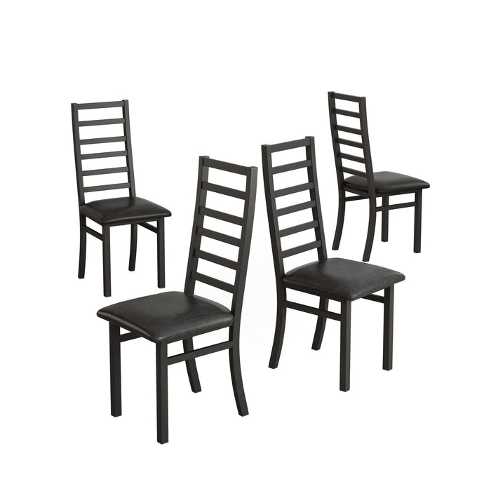 Metal Dining Chairs With Steel Legg, High Back Armless Design