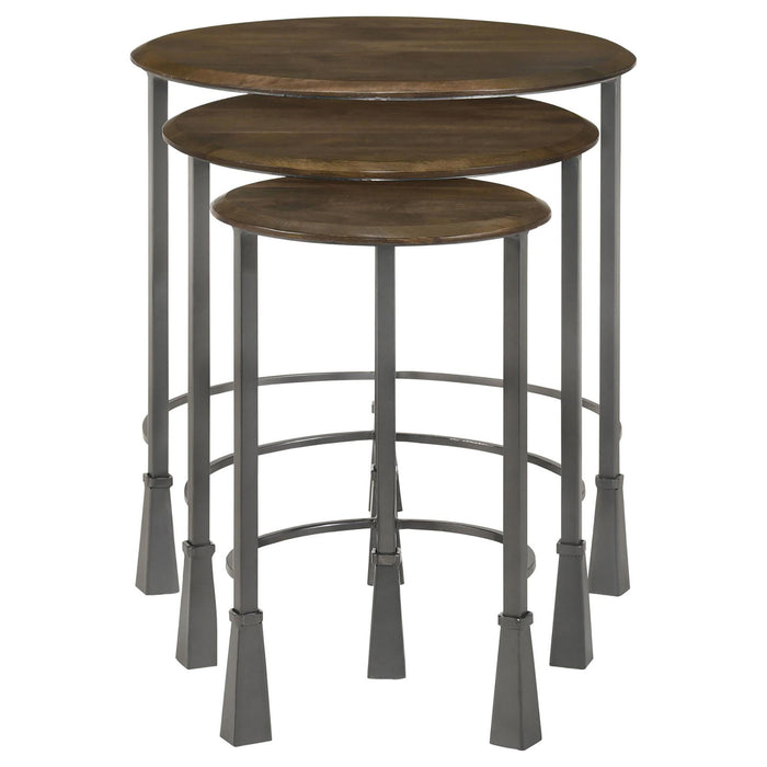 3 Piece Nesting Table Set - Brown
