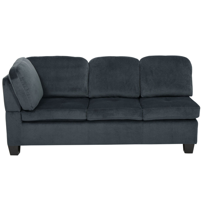Modern L Shaped Fabric Sectional Sofa With Tufted Detail - Charcoal