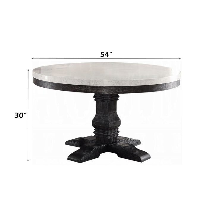 Nolan - Marble Top Salvage Round Dining Table - White