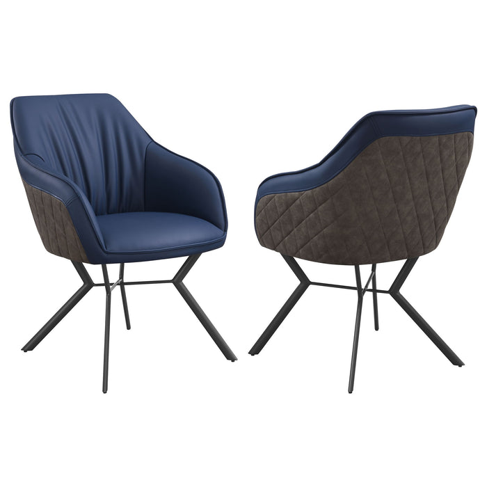 Upholstered Dining Chairs (Set of 2) Retro Bucket Seat - Blue