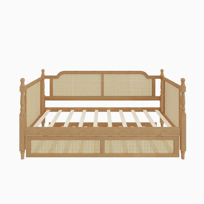 Traditional Style Rattan Daybed, No Box Spring Needed