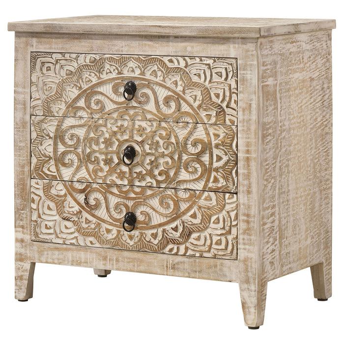 Kenzie - 3 Drawer Mandala Cabinet - White