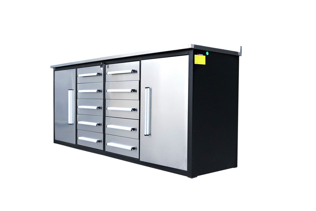 Storage Cabinets With Workbench (With 10 Drawers And 2 Cabinets)