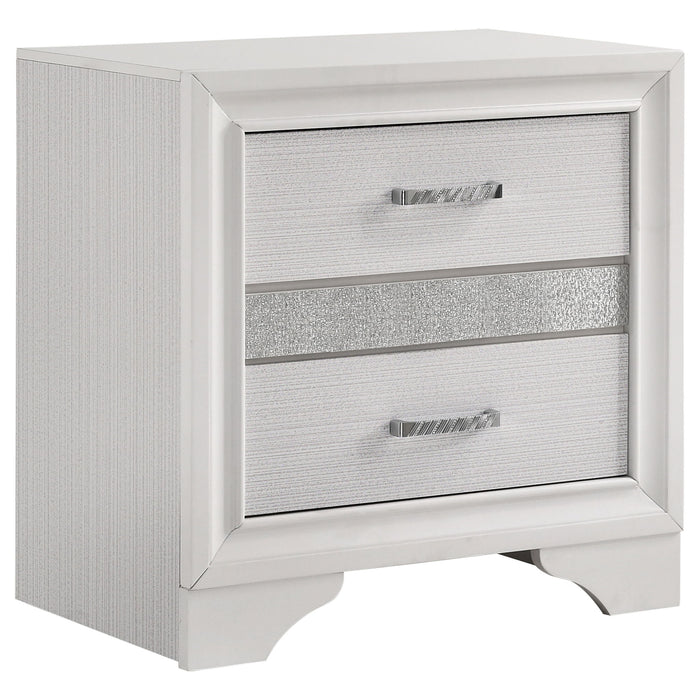 Transitional 2 Drawer Nightstand With Hidden Jewelry Tray