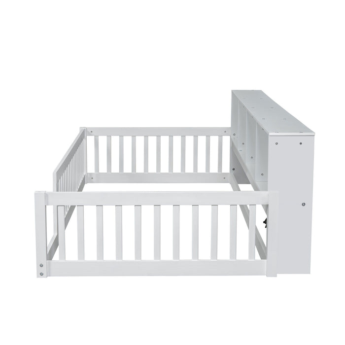 Floor Bed With Storage Cabinets And USB Ports