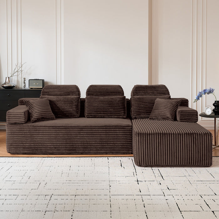 Sectional Sleeper Sofa & Storage Pockets, Modular Couch With Throw Pillows For Living Room