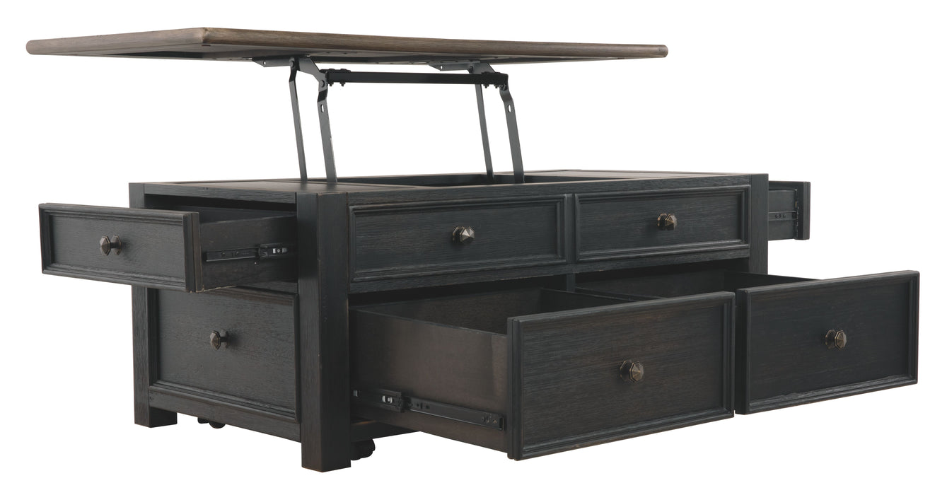 Tyler - Marrom acinzentado / Preto - Mesa de coquetel com tampo elevatório
