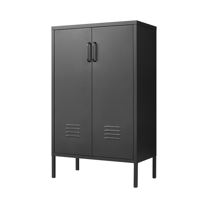 Suitable For Steel Storage Cabinets In Living Rooms, Kitchens, And Bedrooms, 2 Door Miscellaneous Storage Cabinet, Garage Tool Storage Cabinet, And Office File Cabinet 2 Movable Partitions - Black
