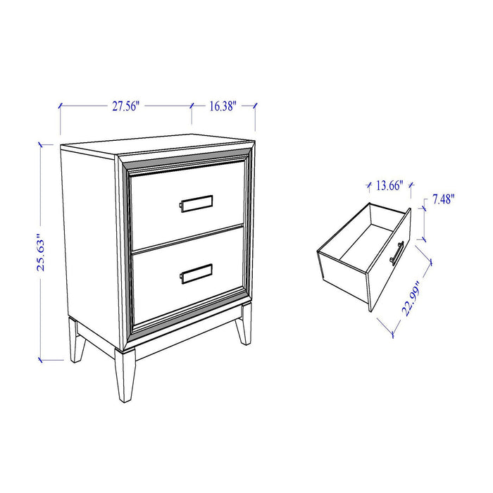 Almera - Glitter Nightstand - White