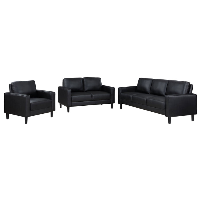 Weld 3 Piece Upholstered Track Arm Sofa Set - Black