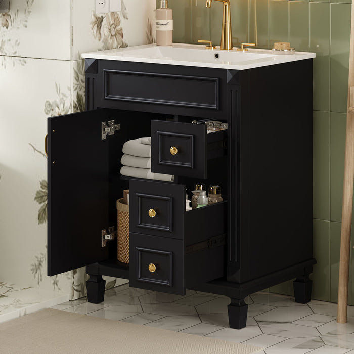 Bathroom Vanity With Sink, Compact Cabinet & 2 Drawers And Adjustable Shelf