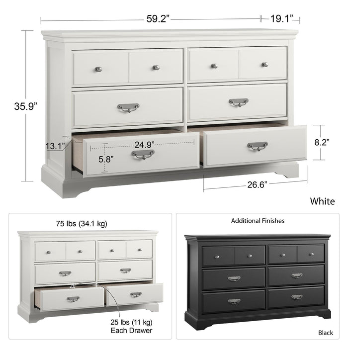 Bristol - 6 Drawer Dresser - Black