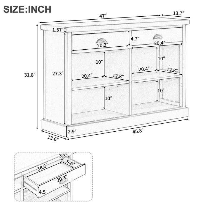 Console Table With 2 Drawers And Open Shelves