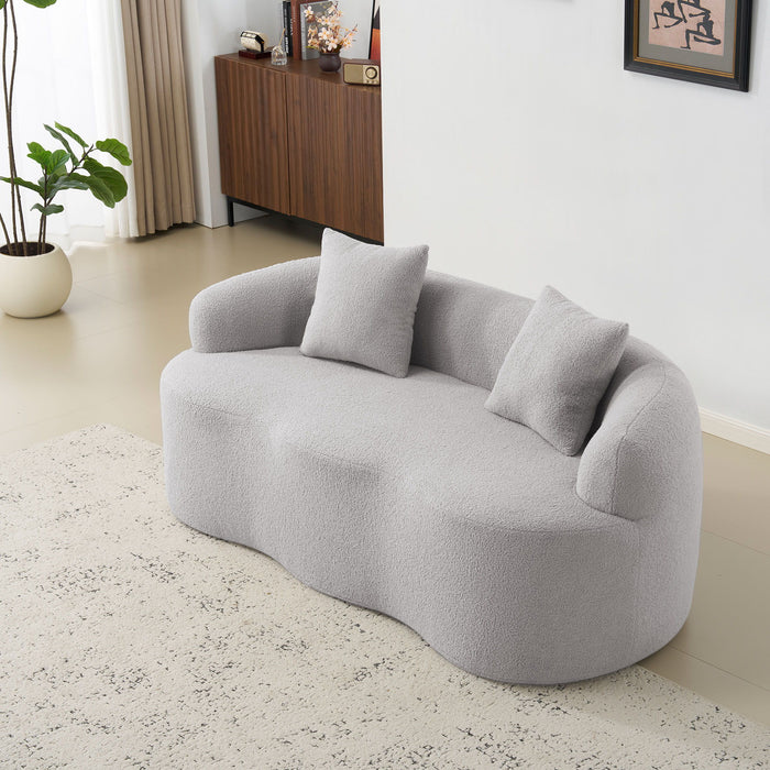 Curved Loveseat Sofa With Round Armrest