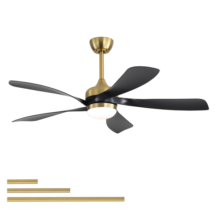 Ceiling Fan With Remote Control, Adjustable Dimmable Lighting & Silent DC Motor - Golden / Matte Black
