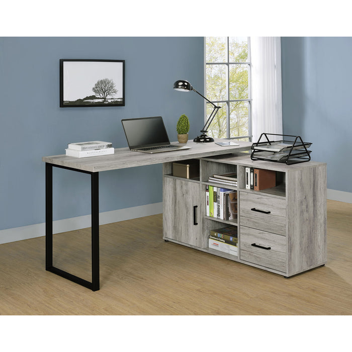 Corrado - L-Shape Office Desk With Storage - Gray