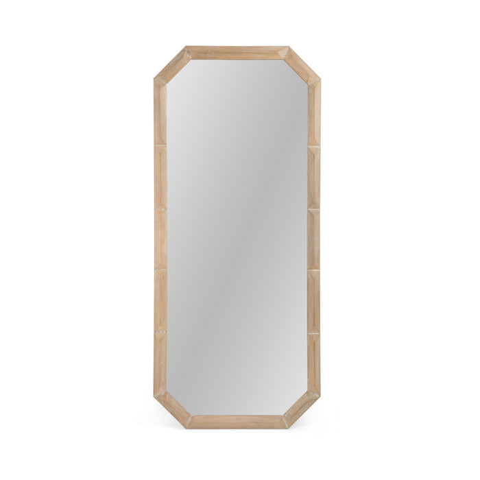 Elegant Wood Block Carved Leaner Mirror - White