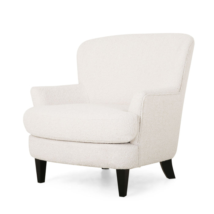 Melodique - Boucle Fabric Upholstered Club Chair With Tapered Legs