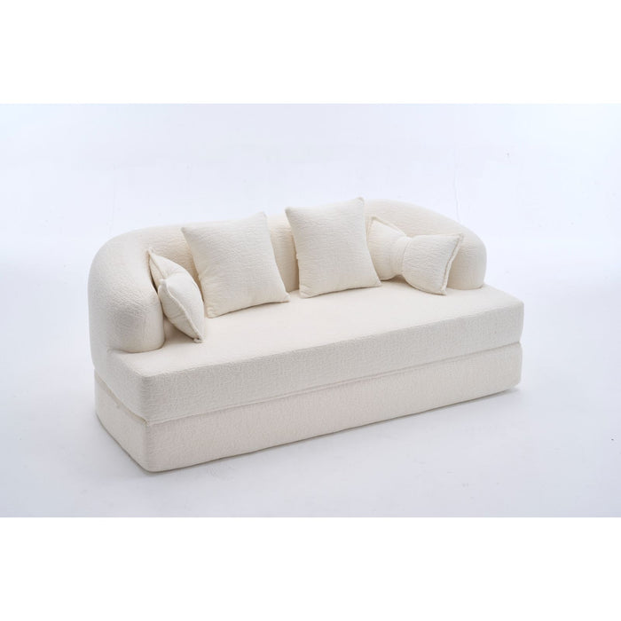 Foldable Sofa Bed, Boneless Couch Convertible Sleeper With 4 Pillows
