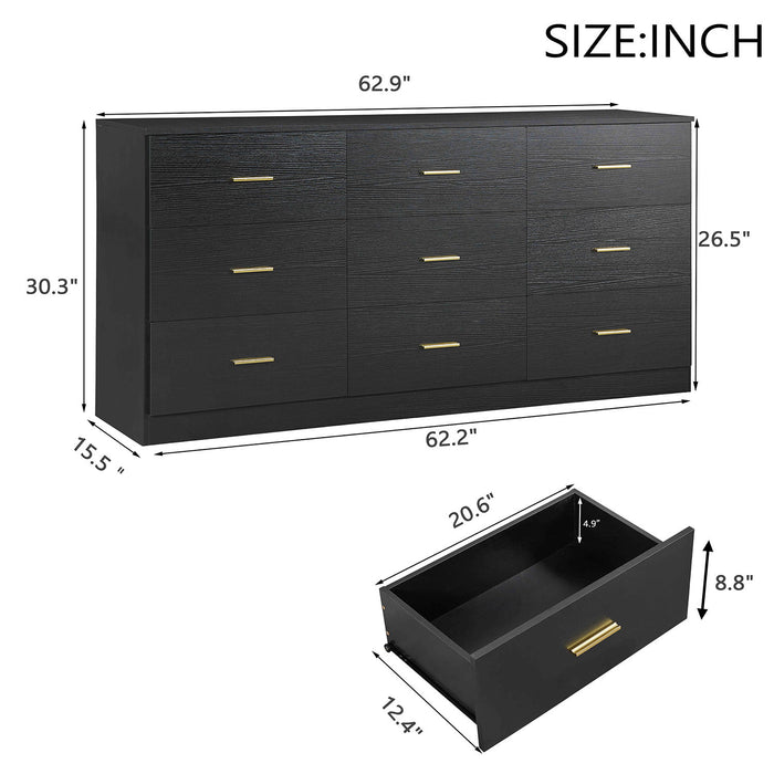 9 Drawer Dresser, Ample Storage For Bedroom
