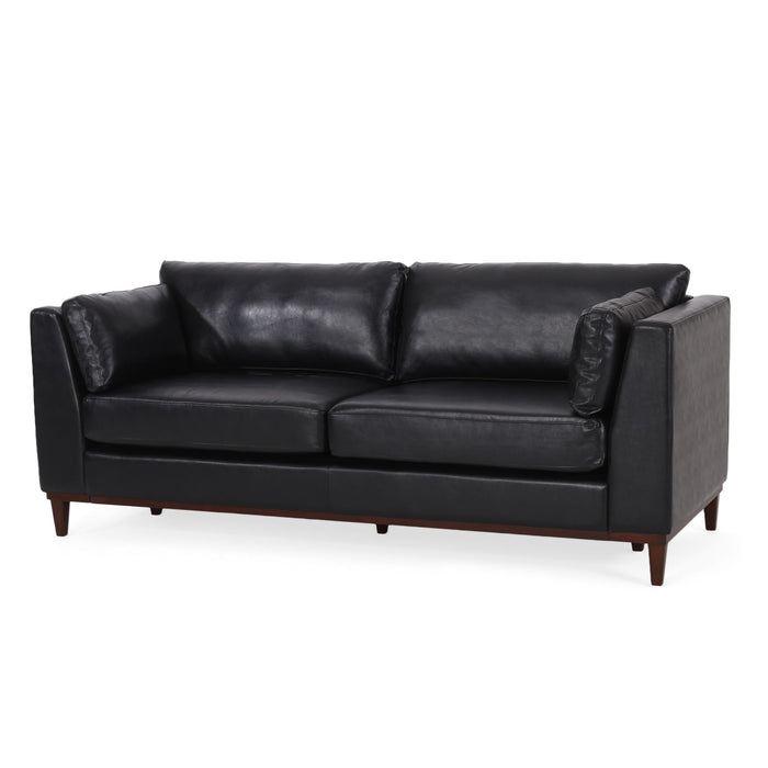 Contemporary 3 Seater Sofa With Tuxedo Arms - Black