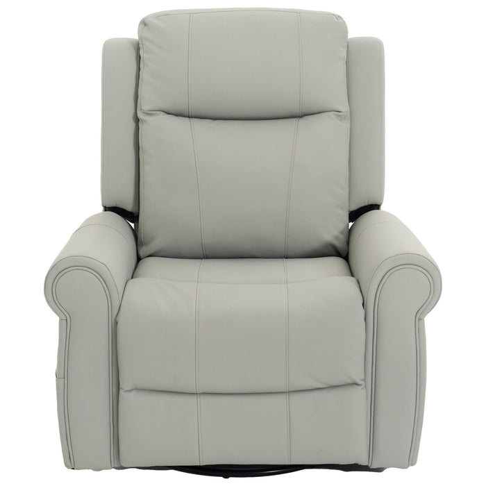 Manual Recliner Chair With 270 Degree Swivel, Massage & Heating, Dual Reclining Positions