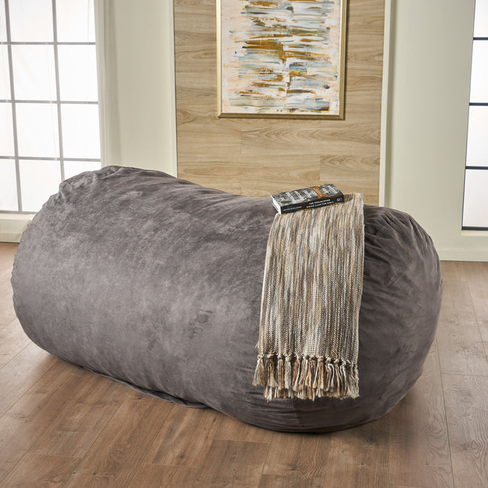 Flora - Traditional 6.5 Foot Suede Bean Bag - Charcoal