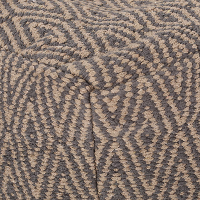 Amuleto - Hand Loomed Cotton Pouf - Dark Gray / Brown