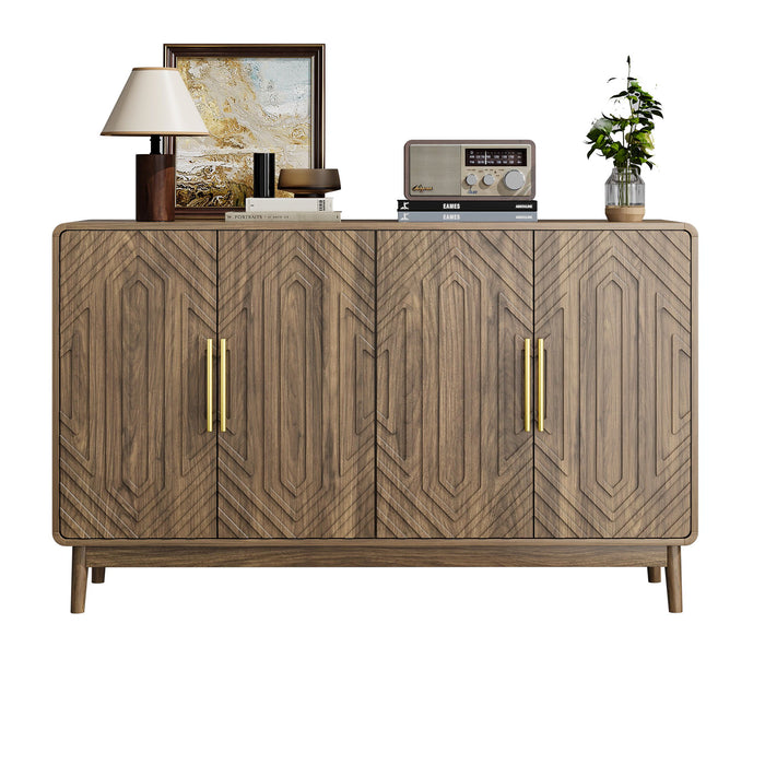 Sideboard Buffet Cabinet With Carved Doors And Adjustable Layer Board