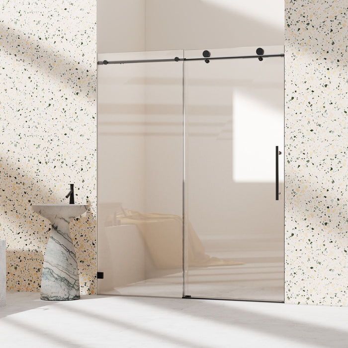 Frameless Single Sliding Soft Close Shower Doors, 5/16" Sgcc Tempered Glass