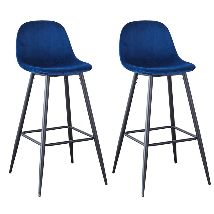 Velvet Barstool With Back (Set of 2)