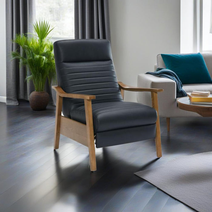 Asher - Modern Push Back Recliner With Wood Arms