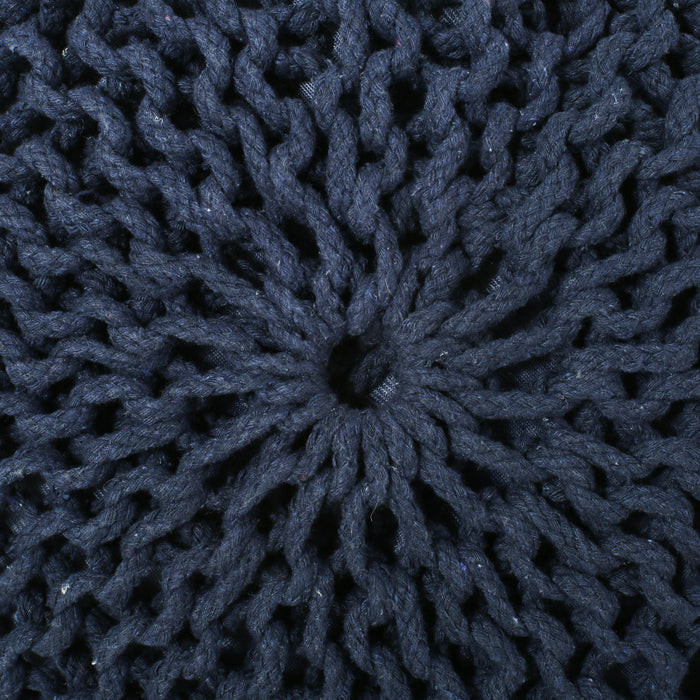 Bordeaux - Knitted Cotton Round Pouf Ottoman, Floor Cushion