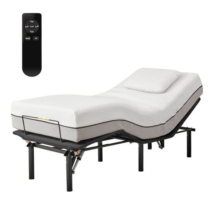 Adjustable Metal Bed Base With Head And Foot Incline, Anti Snore Feature, Wireless Control, Twin Long - Antique Black