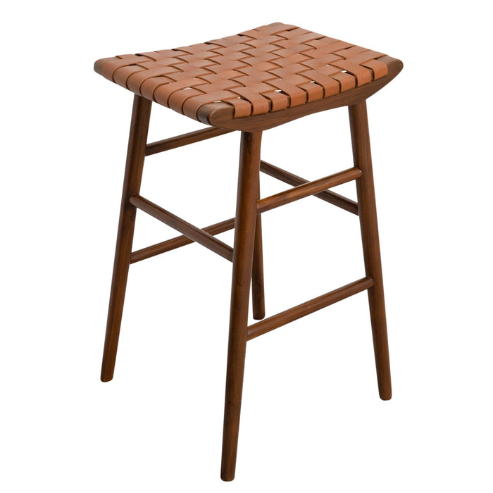 Maya - Genuine Leather Stool - Rustic / Tan