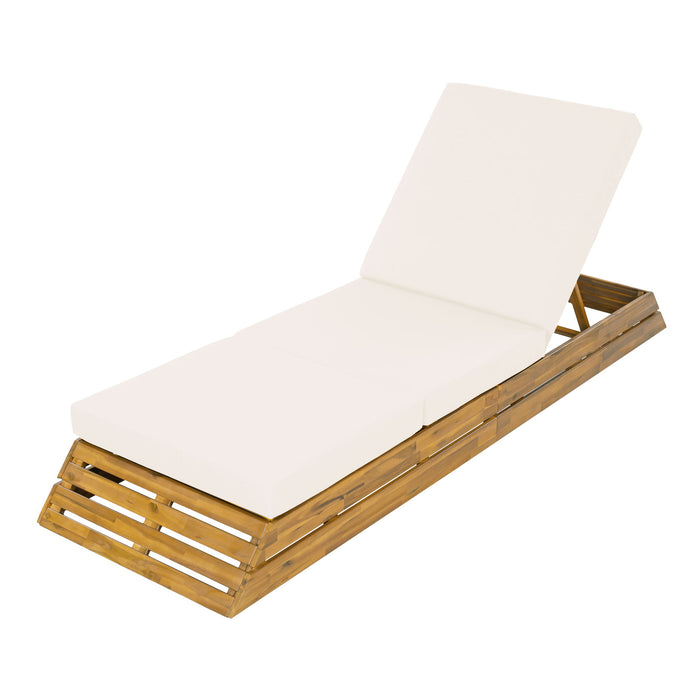 Chaise Lounge Set With Cream 3 Fold Cushion, 3 Position Adjustable Backrest