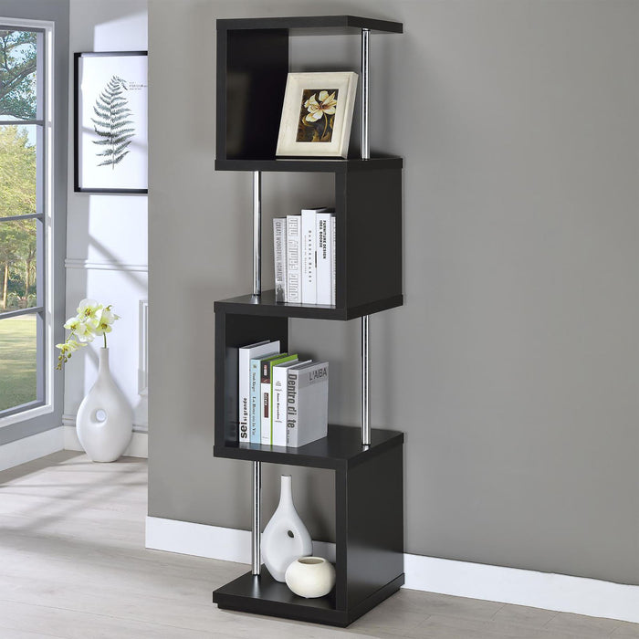 4 Tier Bookcase With Accents - Black
