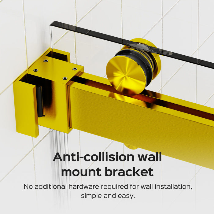 Frameless Double Sliding Shower Door In, Thick Tempered Glass, Reversible Installation