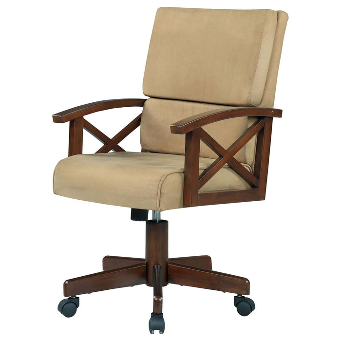 Upholstered Game Chair With Casters - Brown